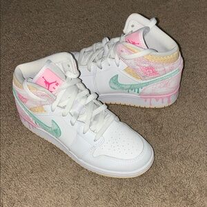 Jordan Kids White and Pink Sneakers
